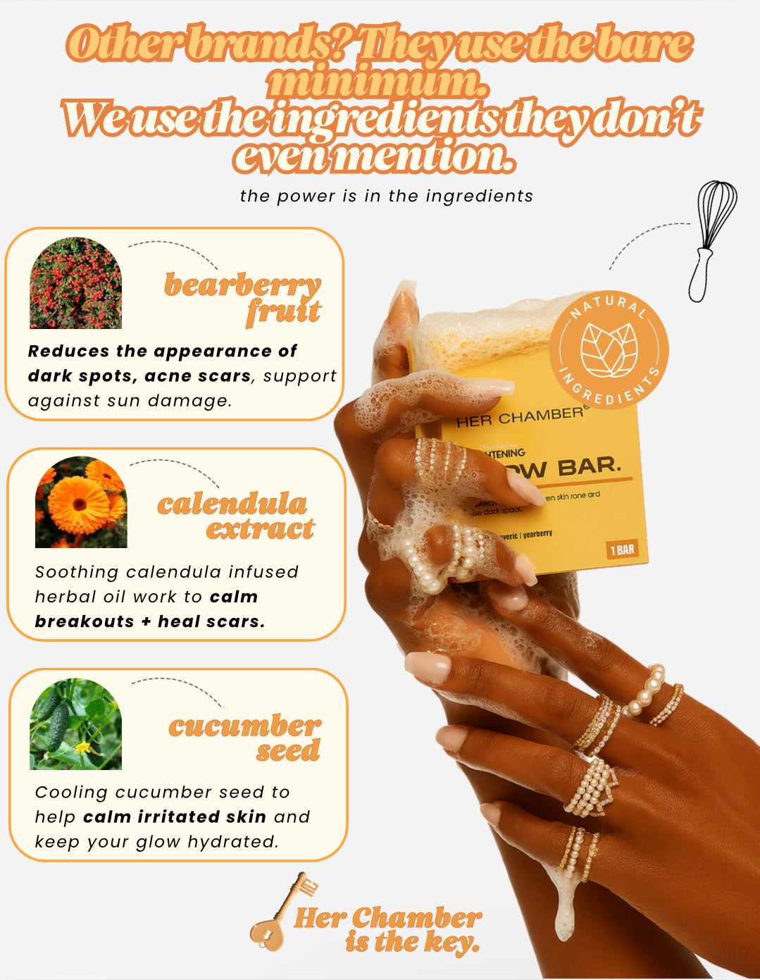 Before and after results using Her Chamber Glow Bar