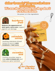 Before and after results using Her Chamber Glow Bar