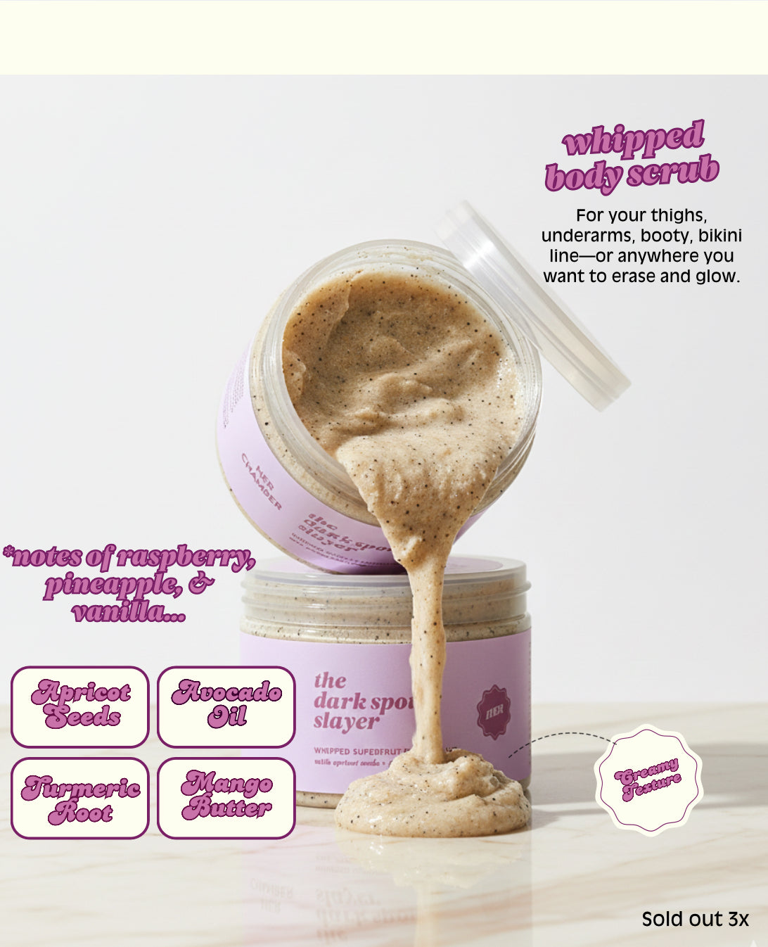 Natural ingredients for dark spot removal in body scrub